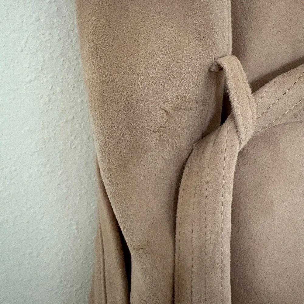 L’AGENCE Arbor Suede Goatskin Wrap Vest in Cashew - Picture 11 of 14